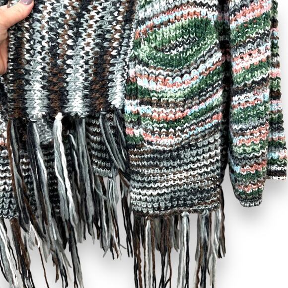 Frenchy & The Free Bird Multi Colored Wide Sleeves Open Crochet Cardigan Sweater - Picture 5 of 9